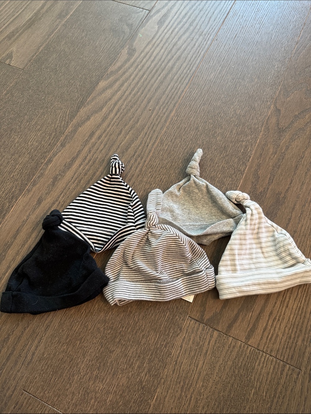 Baby Knot Beanie Hat Set - Neutral Stripe and Solid Colors
